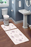 Modern Desenli Dijital Baskı 3’lü Banyo Paspas Takımı Yıkanabilir Kaymaz Tabanlı Klozet Takımı KLZ0056