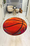 Basket Topu Desenli Yuvarlak Dijital Baskı Kaymaz Tabanlı Çocuk ve Genç Odası Halısı H0385