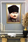 Atatürk Portresi Dijital Baskılı Kadife Kumaş Çerçeveli Tablo TBL0042