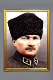Atatürk Portresi Dijital Baskılı Kadife Kumaş Çerçeveli Tablo TBL0042