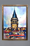 Galata Kulesi Desenli Dijital Baskılı Kadife Kumaş Çerçeveli Tablo TBL0017