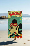Dijital Baskı Plaj Deniz Havlusu Retro Mickey Desenli Peştamal HVL0144