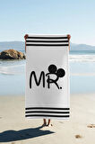 Dijital Baskı Plaj Deniz Havlusu Mr Mickey Desenli Peştamal HVL0102