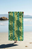 Dijital Baskı Plaj Deniz Havlusu Kaplumbağa Desenli Peştamal HVL0114