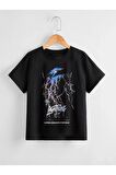 Unısex Rahat Kalıp Pamuklu YILDIRIM Baskılı Çocuk T-shirt