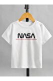 Unısex Rahat Kalıp Pamuklu Nasa Baskılı Çocuk T-shirt