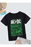 Ünisex Rahat Kalıp Pamuklu Baskılı Siyah Çocuk T-shirt