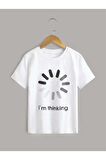 Unısex Rahat Kalıp Pamuklu THINGKING Baskılı Çocuk T-shirt