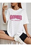 Unisex PINK CALIFORNIA Baskılı Oversize Tshırt