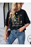 Unisex KAKTÜS Baskılı Oversize Tshırt