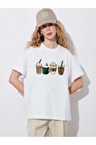 Unisex Coffe Baskılı Oversize Tshırt