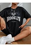 Unisex BROOKLYN Baskılı Oversize Tshırt