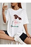Unisex ŞİRİN KIZ Baskılı Oversize Tshırt