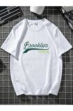 Oversize Unisex Brooklyn Pamuklu Bisiklet Yaka Tişört