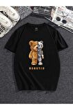 Unisex Robotıc Ayı Baskılı Oversize Tshirt