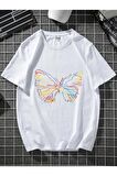 Renkli Kelebek Oversize Tshirt