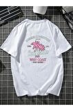 Unisex Pembe California Oversize Tshirt