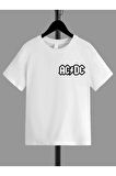 Ünisex Rahat Kalıp Pamuklu Baskılı Beyaz Çocuk T-shirt
