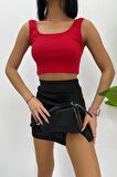 Kadın Askılı Crop Top Bluz