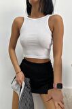 Kadın Halter Yaka Crop Bluz