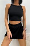 Kadın Halter Yaka Crop Bluz