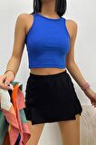Kadın Halter Yaka Crop Bluz