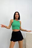 Kadın Halter Yaka Crop Bluz