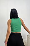 Kadın Halter Yaka Crop Bluz
