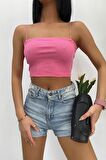Kadın Slim Fit Kare Yaka İp Askılı Fitilli Crop Büstiyer