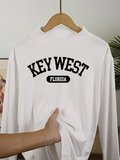 Florida Key West Baskılı Erkekler İçin Basit Tişörtler Günlük Rahat Kazak Her Şeyle Uyumlu Mo