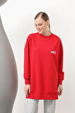 Puane  İki İplik Kumaş Ayakkabı Baskılı Tesettür Sweatshirt