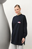 Puane İki İplik Kumaş Ayakkabı Baskılı Tesettür Sweatshirt