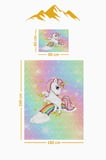 Unicorn Desenli Kadife Kumaş Çocuk Yatak Örtüsü Seti (2 Parça) TKY0022 