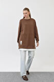 Puane  Modal Kumaş Arma ve Fermuar Detaylı Sweatshirt