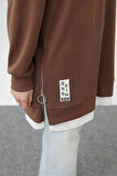 Puane  Modal Kumaş Arma ve Fermuar Detaylı Sweatshirt