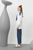 Puane  İki İplik Kumaş Smile Baskılı Oversize Tesettür Sweatshirt