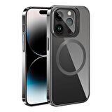 Gpack Apple iPhone 15 Pro Max Kılıf Cam Kapak Kamera Korumalı Standlı Magsafeli