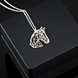 925 Ayar Gümüş At Figürlü Origami Kolye Özel Tasarım