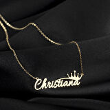 925 Ayar Gümüş Prenses Taçlı İsim Kolye Özel Tasarım