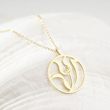 925 Ayar Gümüş Lale Motifli Allah Yazılı Kolye Özel Tasarım