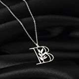 925 Ayar Gümüş Çiçek ve İsim Detaylı Kolye Özel Tasarım