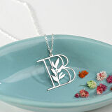 925 Ayar Gümüş Çiçek ve İsim Detaylı Kolye Özel Tasarım