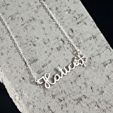 925 Ayar Gümüş Yonca  ve  İsim Detaylı Kolye Özel Tasarım