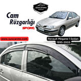 Renault Megane 1 1995-2003 Sedan Uyumlu Mugen Cam Rüzgarlığı Seti Piano Black 4'lü İthal Parlak Siyah