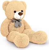 Premium 90 cm Peluş Ayı ve Yıldız Balonlu, Hologramlı Sunumda Beyaz Peluş Ayıcık Buketi