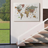 Harita Sepeti Türkçe Dünya Haritası Çok Detaylı Ünlü Yerler Sembollü Kanvas Tablo 1773
