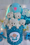 Hoşgeldin Bebek Temalı, Uyku Arkadaşı Tavşan ile  LED Işıklı Yumoş Peluş Ayıcık Buketi, Yenidoğan-Babyshower ÖZEL