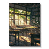 Nostaljik Sınıf - Altın Işık Huzmeleri Anime Kanvas Tablo