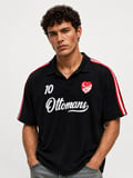 Erkek Türkiye Retro Forma T-Shirt Siyah