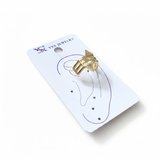 Earcuff Sıkıştırmalı Çelik Kıkırdak Küpe Geometrik Zirkon Taşlı  Altın Renk         